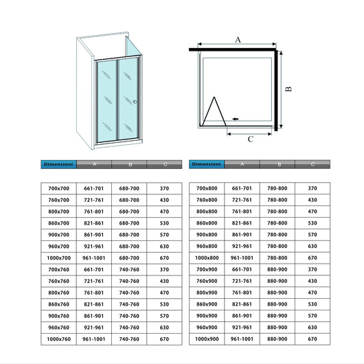185cm Box Doccia Angolare Porta a Soffietto con Parete Fissa 80x70cm in Vetro Temperato Trasparente 5 mm Profilo Nero Opaco