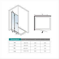 WALK IN Parete Doccia Paretina Fissa + Porta Movibile 116x190 cm in Vetro 8 mm Trasparente Temperato Anticalcare con Barra Stabilizzatrice Telaio Cromato Lucido