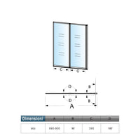 Sopravasca 90x140 cm Parete Doccia per Vasca 2 Antine Pieghevoli a Libro Vetro Temperato Trasparente Da 4 mm Profilo Nero Opaco