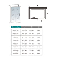 195 cm Box Doccia Angolare 140X80 cm Porta Scorrevole con Parete Fissa Vetro 8 mm Temperato Anticalcare Trasparente Profilo Nero Opaco Softclose