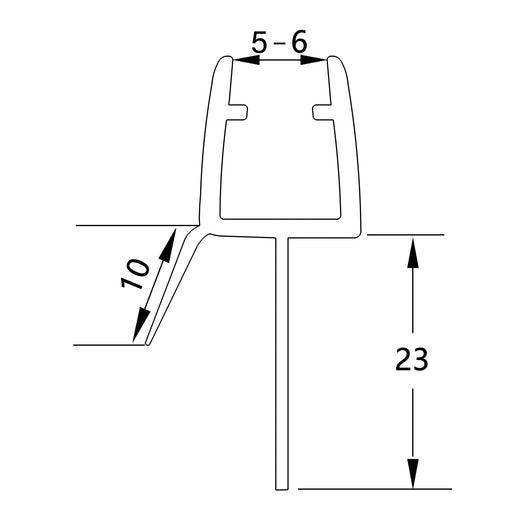 2 Pezzi Guarnizione Sottoporta per box doccia per vetro da 5-6 mm lungha 90 cm Tagliabile Coda PVC Morbido 23 mm Modello B