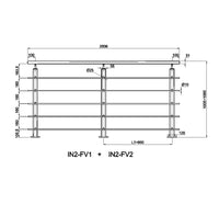 Ringhiera Parapetto in Alluminio Nero Opaco 200x100cm per interni ed esterni a Fissaggio a Pavimento