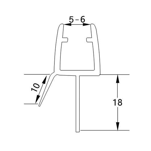 2 Pezzi Guarnizione Sottoporta per box doccia per vetro da 5-6 mm lungha 90 cm Tagliabile Coda PVC Morbido 18 mm Modello B