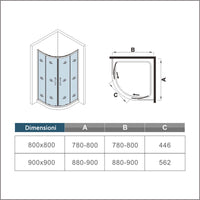 90x90x185 cm Box Doccia Semicircolare Ante Scorrevoli Vetro Temperato 5mm Trasparente Profilo Nero Opaco Piatto Doccia incluso