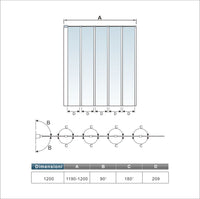 120x140 cm Sopravasca Parete Doccia per Vasca 5 Antine Pieghevoli a Libro Vetro Temperato Trasparente Da 4 mm Profilo Nero Opaco