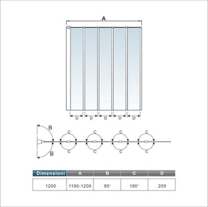 120x140 cm Sopravasca Parete Doccia per Vasca 5 Antine Pieghevoli a Libro Vetro Temperato Trasparente Da 4 mm Profilo Nero Opaco