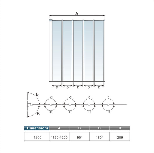 120x140 cm Sopravasca Parete Doccia per Vasca 5 Antine Pieghevoli a Libro Vetro Temperato Trasparente Da 4 mm Profilo Nero Opaco