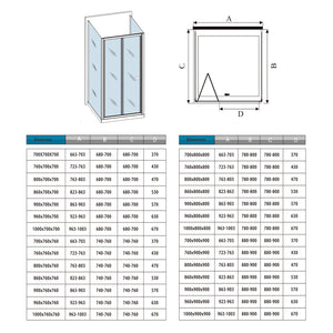 185cm Box Doccia a Tre Lati Porta a Soffietto 76cm con Doppia Parete Fissa 70x70cm in Vetro Temperato Satinato Opaco 5 mm Profilo Cromato Lucido