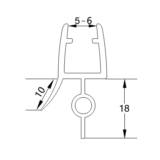1 Pezzo Guarnizione Sottoporta per box doccia per vetro da 5-6 mm lungha 90 cm Tagliabile Coda PVC Morbido 18 mm Modello A