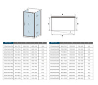 185cm Box Doccia a Tre Lati Porta Girevole Battente 80cm con Doppia Parete Fissa 70x70cm Vetro Temperato Trasparente 5 mm Profilo Cromo Lucido