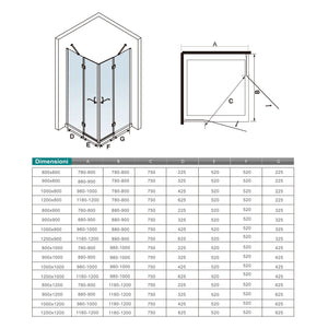 100x100x190 cm Box Doccia Angolare Porte Battenti in Vetro 8 mm Temperato Trasparente Anticalcare Ante con Barre Stabilizzatrici