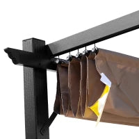 Gazebo Pergola da Giardino 3x4m con Telo in Poliestere e Struttura in Alluminio, Grigio e Marrone