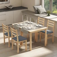 Set tavolo da pranzo 3 pezzi con 2 sedie, Tavolo da cucina per spazi compatti, sedie imbottite, risparmio spazio, MDF, Legno naturale