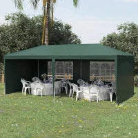 Gazebo da Giardino 6x3 m per Eventi con Pareti Rimovibili e Finestre Trasparenti, Verde