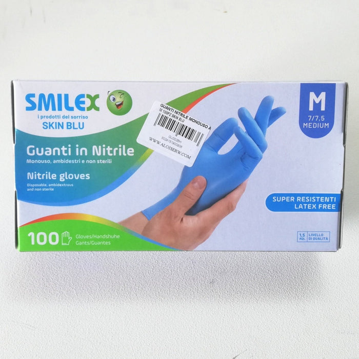 Skin blue 100pz guanti nitrile senza polvere monouso non sterili ambidestri, taglie disponibili  m