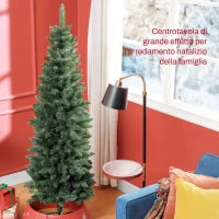 Albero di Natale Artificiale 182.88cm con 479 Rami, Design Alto e Stretto con Base Pieghevole, Verde