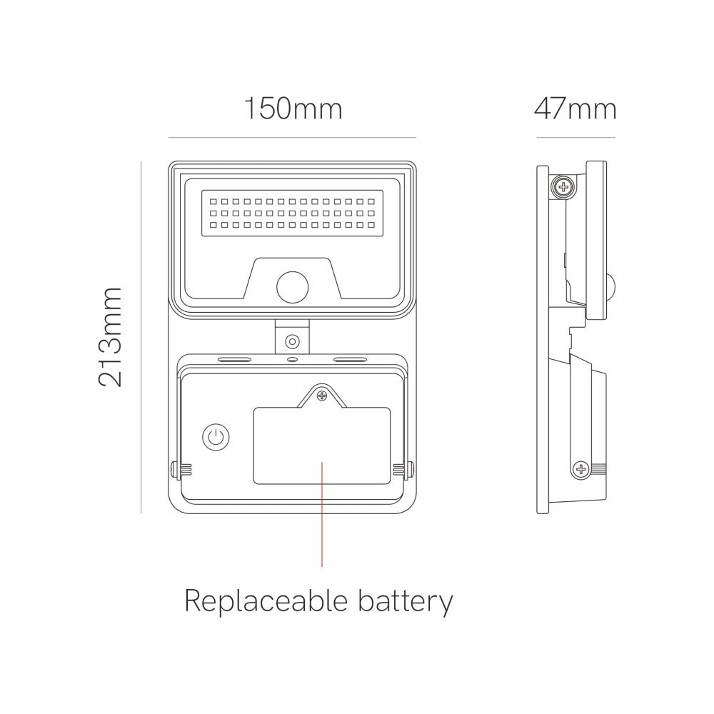 Sky Solar Sensor - Lampada LED Solare con Sensore di Movimento e Crepuscolare, 8W, 1600lm, 4000K, IP54 - Beneito Faure - Nero