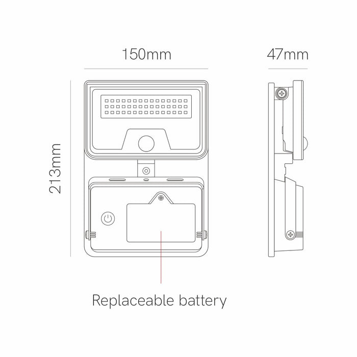 Sky Solar Sensor - Lampada LED Solare con Sensore di Movimento e Crepuscolare, 8W, 1600lm, 4000K, IP54 - Beneito Faure - Nero