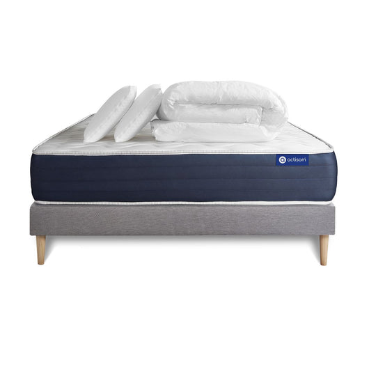 Pacchetto letto completo - Materasso 180x200cm + Box spring con doghe (in kit) + 2 cuscini + Piumino - Actiflex Sleep