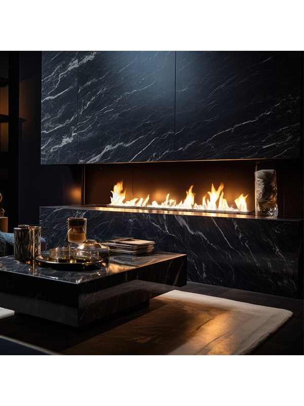 Bruciatore a bioetanolo da incasso colore nero Mod. SLIM BLACK BURNER - 1500