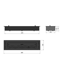 Bruciatore Inserto A Bioetanolo 60cm In Inox Nero Da Incasso Da 1,2 Lt