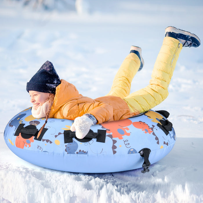 Slitta da neve gonfiabile con copertura in poliestere oxford, Slitta gonfiabile 132cm per bambini e adulti Blu-Ricreazione outdoor