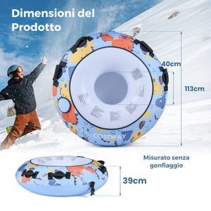 Slitta da neve gonfiabile con copertura in poliestere oxford, Slitta gonfiabile 132cm per bambini e adulti Blu-Ricreazione outdoor