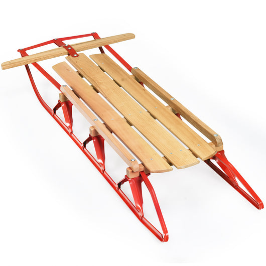 Slitte da neve in metallo con pattini maniglie per bambini e adulti, Slitte con portata massima 150kg 137x58x16cm-Ricreazione outdoor