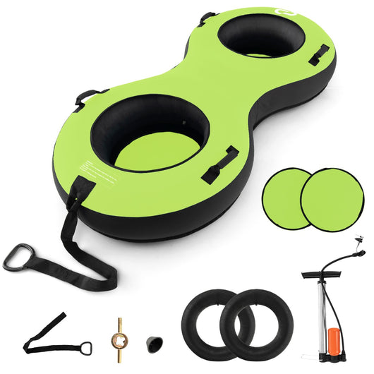 Slittino da neve gonfiabile per 2 persone con gomma premium doppi sedili imbottiti, Slittino resistente da 200cm Verde-Ricreazione outdoor