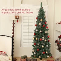 Albero di Natale Innevato Alto 180 cm con 618 Rami, Pigne e Base in Acciaio