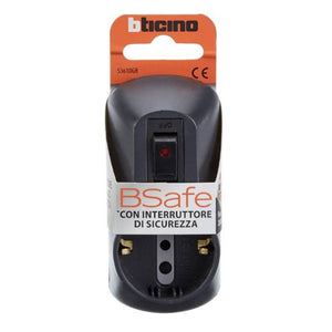 Adattatore bticino s3610gb bsafe 1 presa tedesca e 2 bipasso 10/16a grigio