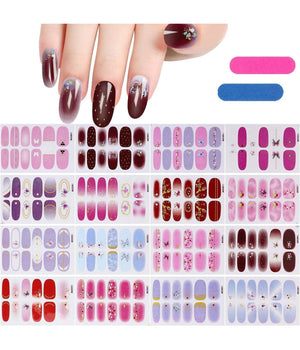 Smalto Adesivo Per Unghie Nail Art Stickers Decorazioni Manicure Set Da 24 Pezzi         