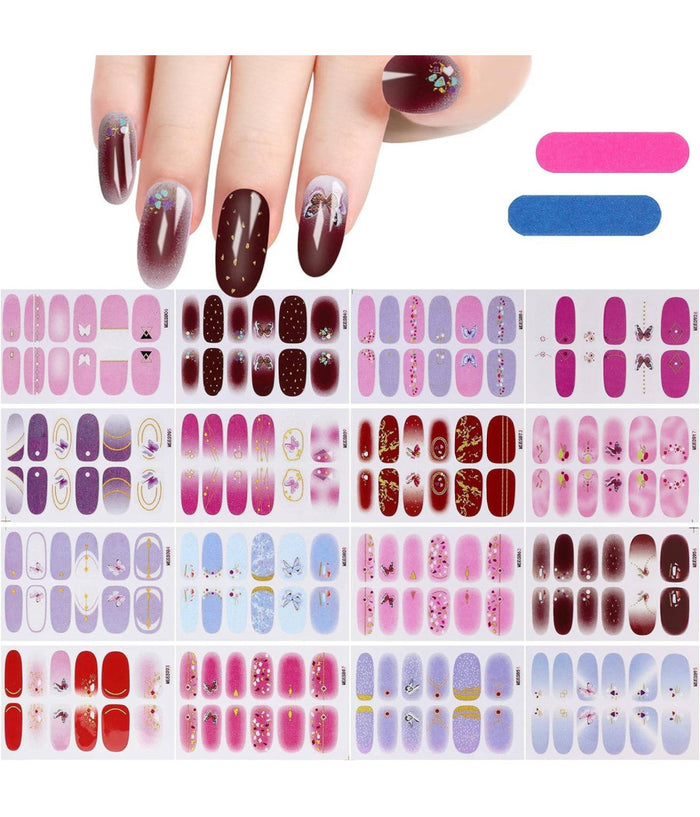 Smalto Adesivo Per Unghie Nail Art Stickers Decorazioni Manicure Set Da 24 Pezzi         