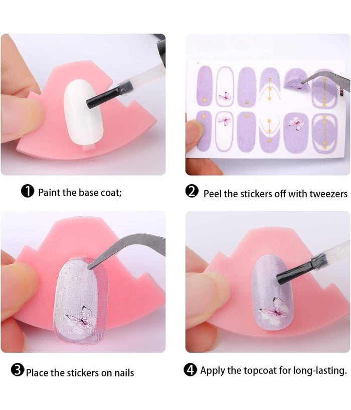 Smalto Adesivo Per Unghie Nail Art Stickers Decorazioni Manicure Set Da 24 Pezzi         