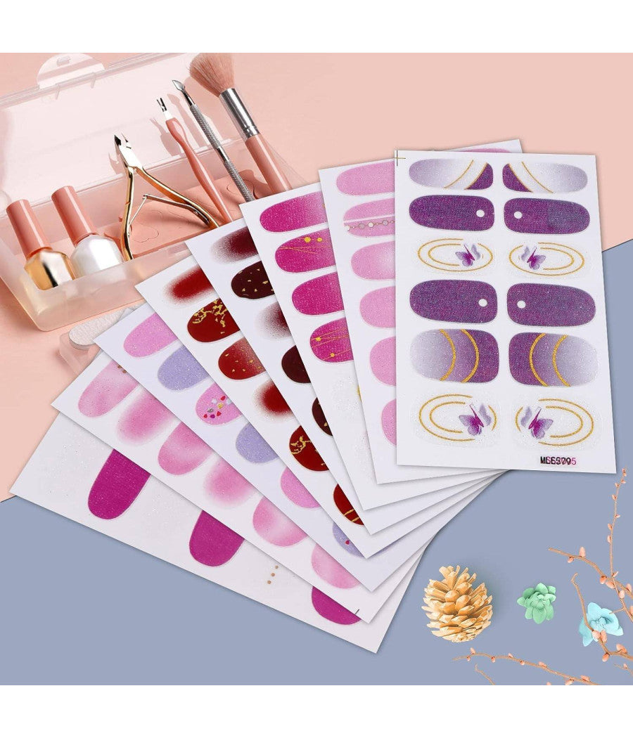 Smalto Adesivo Per Unghie Nail Art Stickers Decorazioni Manicure Set Da 24 Pezzi         