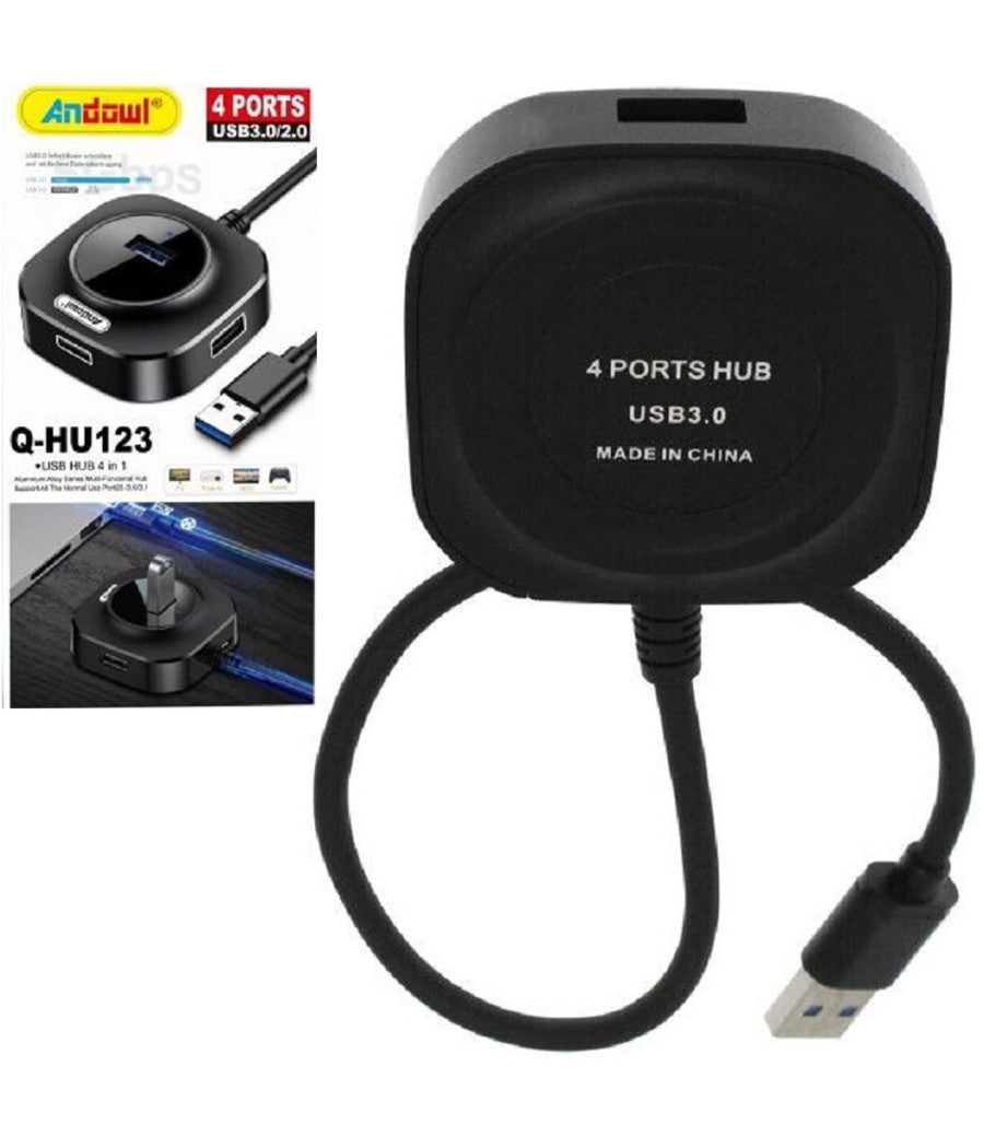 Smart Hub Usb 4 In 1 Con 4 Porte Usb 3.0/2.0 Q-hu123 Telefoni Computer Notebook         