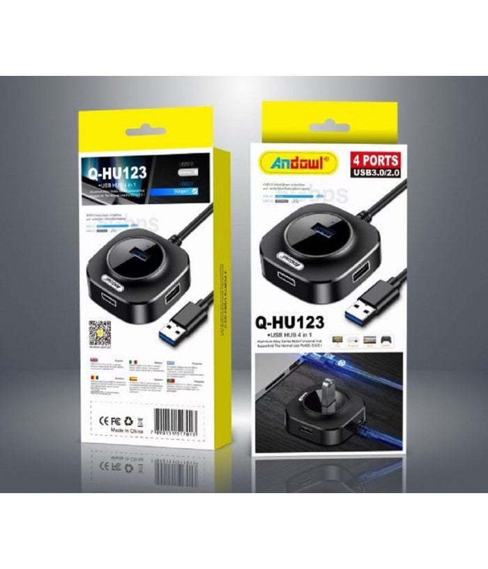 Smart Hub Usb 4 In 1 Con 4 Porte Usb 3.0/2.0 Q-hu123 Telefoni Computer Notebook         