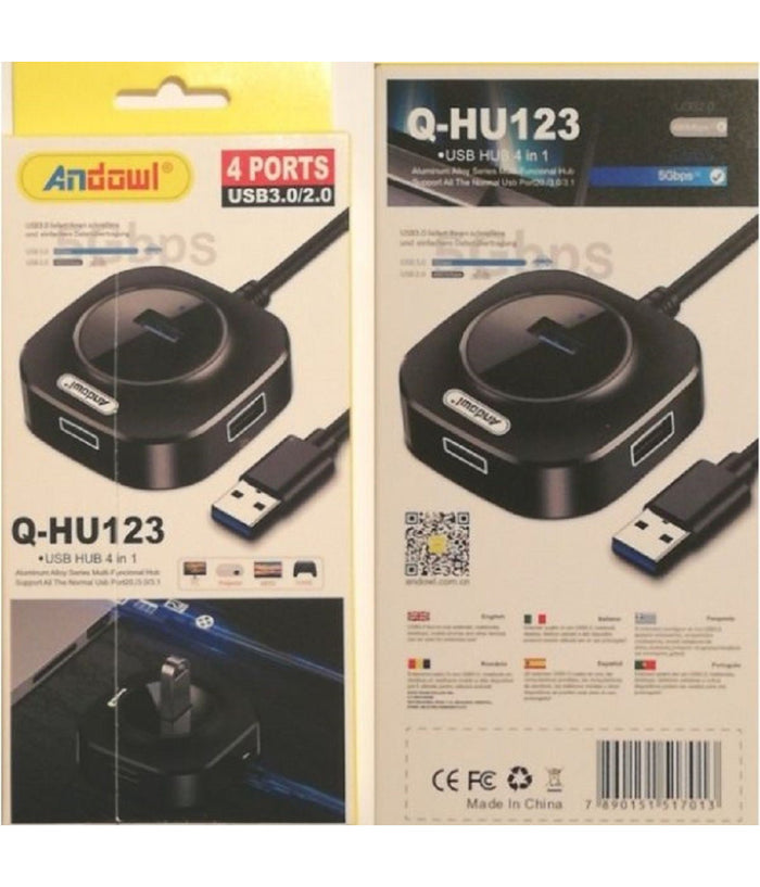 Smart Hub Usb 4 In 1 Con 4 Porte Usb 3.0/2.0 Q-hu123 Telefoni Computer Notebook         