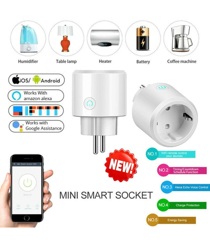 Smart Plug Presa Corrente Wifi Timer Elettrodomestici Domotica Per Ios E Android         