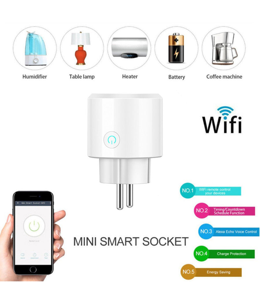 Smart Plug Presa Corrente Wifi Timer Elettrodomestici Domotica Per Ios E Android         