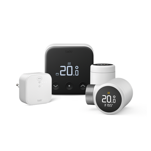Tado Termostato Intelligente Cablato X kit di base + 2 valvole, Controllo multistanza, Wi-fi, Matter, Assistenti vocali google e alexa