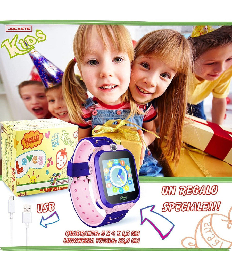 Smartwatch Per Bambini Orologio Digitale Touch Supporto Sim Giochi Idea Regalo         
