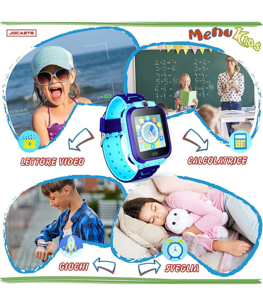 Smartwatch Per Bambini Orologio Digitale Touch Supporto Sim Giochi Idea Regalo         