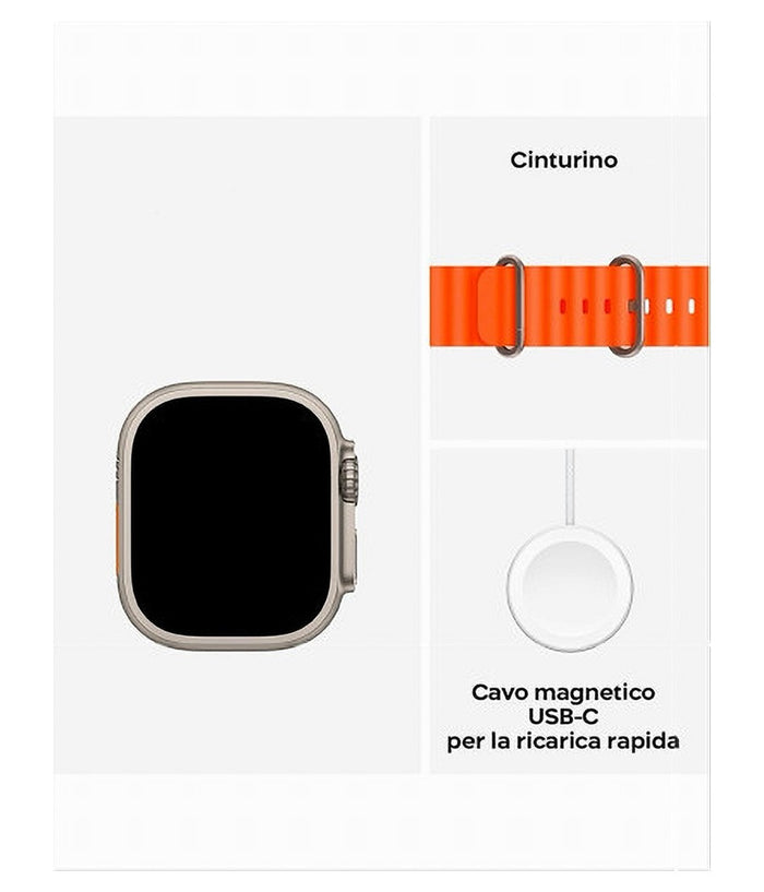 Smartwatch S9 Ultra 49 Mm Cinturino In Silicone Orologio Digitale Contapassi         