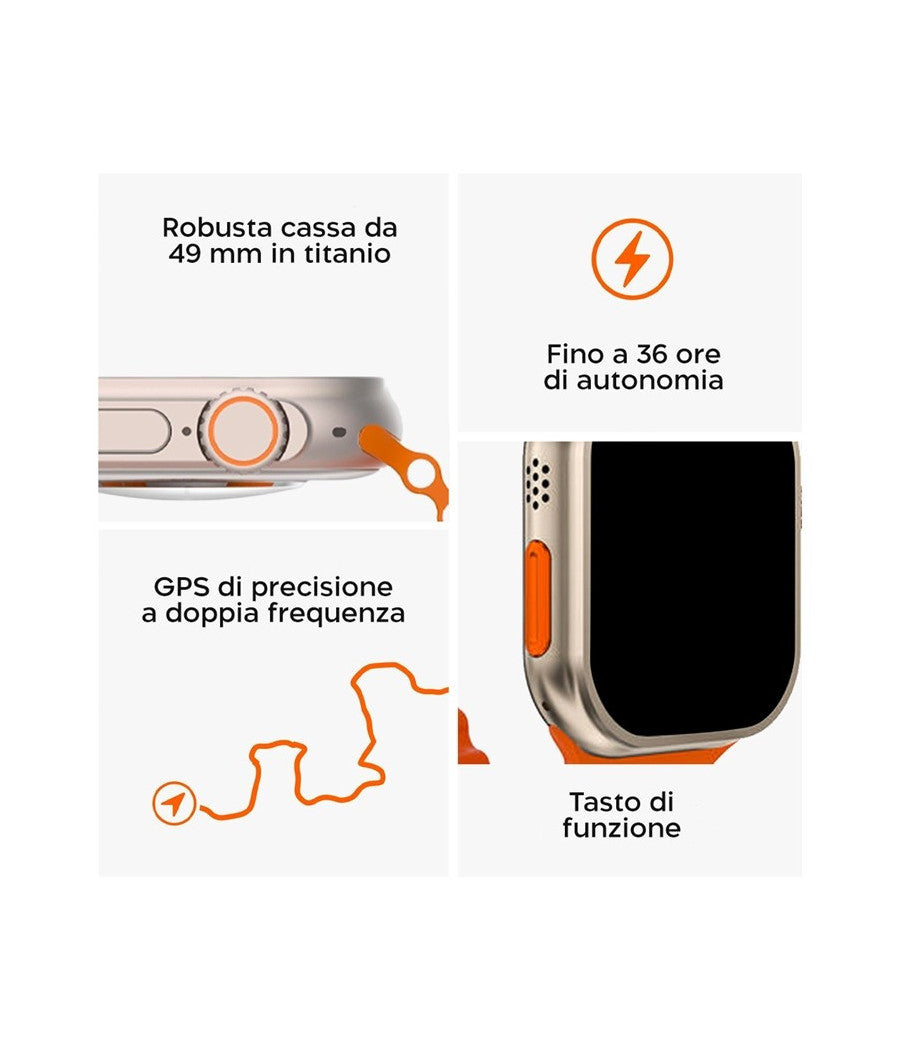 Smartwatch S9 Ultra 49 Mm Cinturino In Silicone Orologio Digitale Contapassi         