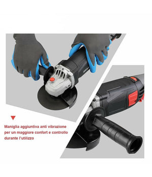 Trade Shop - Smerigliatrice Angolare 870w Flex Frullino 125mm Velocita Regolabile 6 Dischi -