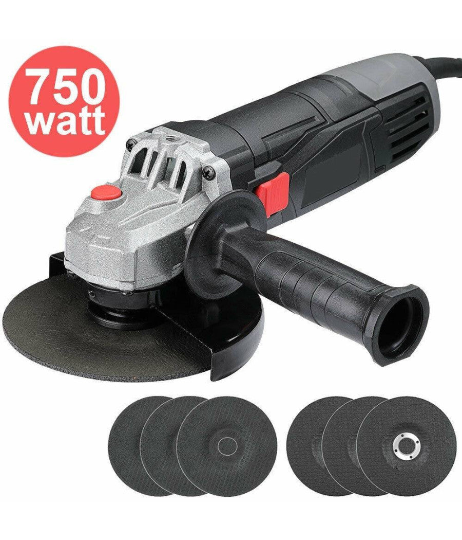 Smerigliatrice Angolare 750w Flex Frullino 125mm 6 Dischi E Manico Regolabile         