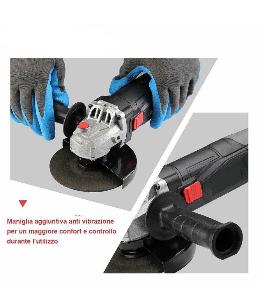 Smerigliatrice Angolare 750w Flex Frullino 125mm 6 Dischi E Manico Regolabile         