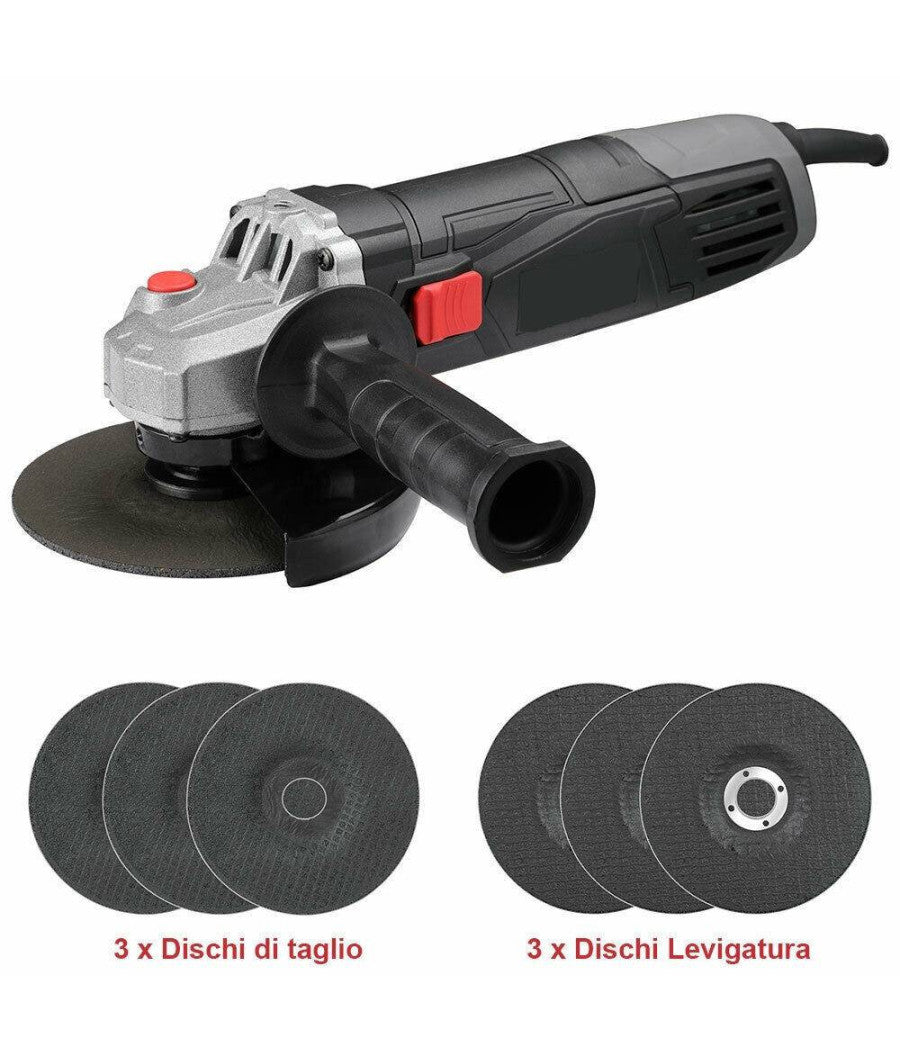 Smerigliatrice Angolare 900w Flex Frullino 125mm 6 Dischi E Manico Regolabile         
