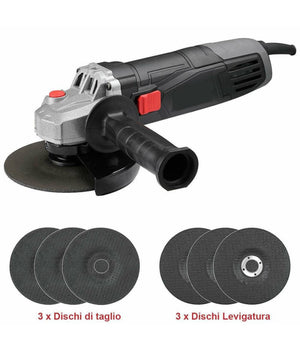 Smerigliatrice Angolare 900w Flex Frullino 125mm 6 Dischi E Manico Regolabile         